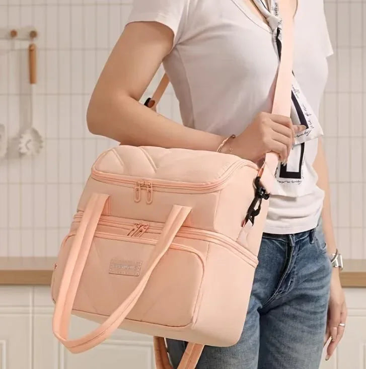 Fashion Double Layer Insulated Lunch Bag - BiG FACTORY 