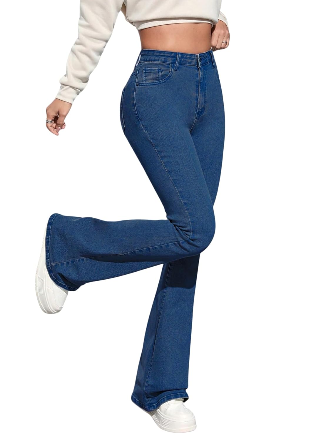 Aahwan Solid Low Waist Bootcut Denim Jeans for Women's & Girls'