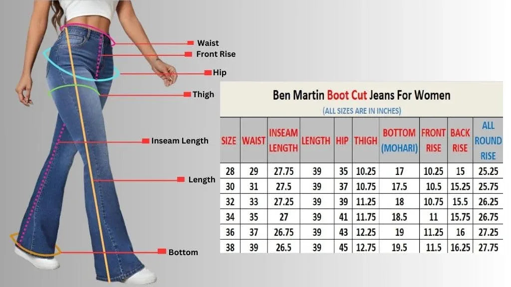 Women's High Waist Jeans: Flared Bell-Bottom Bootcut, Wide-Leg Stretch Denim. Travel, Party, Everyday Use. Sizes 26-40. - BiG FACTORY 