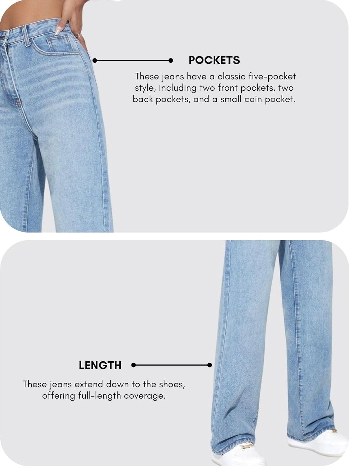 High Waist Jeans for Women – Wide Leg Straight Fit Denim | Baggy Cargo Style Casual Pants for Girls & Daily College Wear