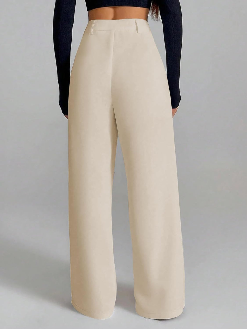 Women's High-Waisted Formal Trousers | Korean Style Black Track Pant | Straight Cut, Cotton-Spandex Stretch | For Office Wear.