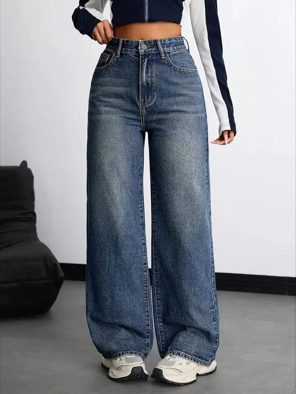 Women's Denim Stretchable High Waist Baggy Jeans for Women - BiG FACTORY 