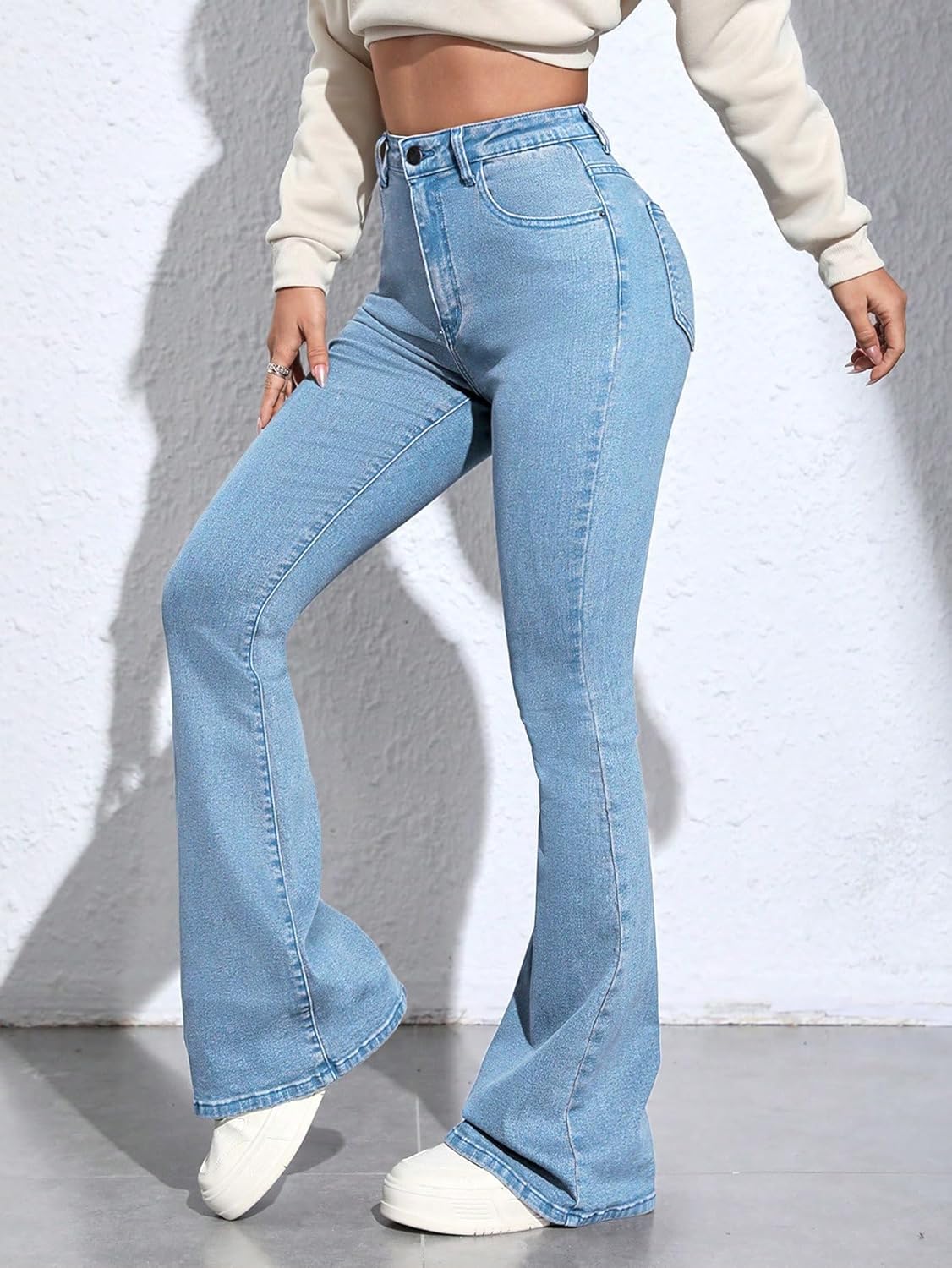 Aahwan Solid Low Waist Bootcut Denim Jeans for Women's & Girls'