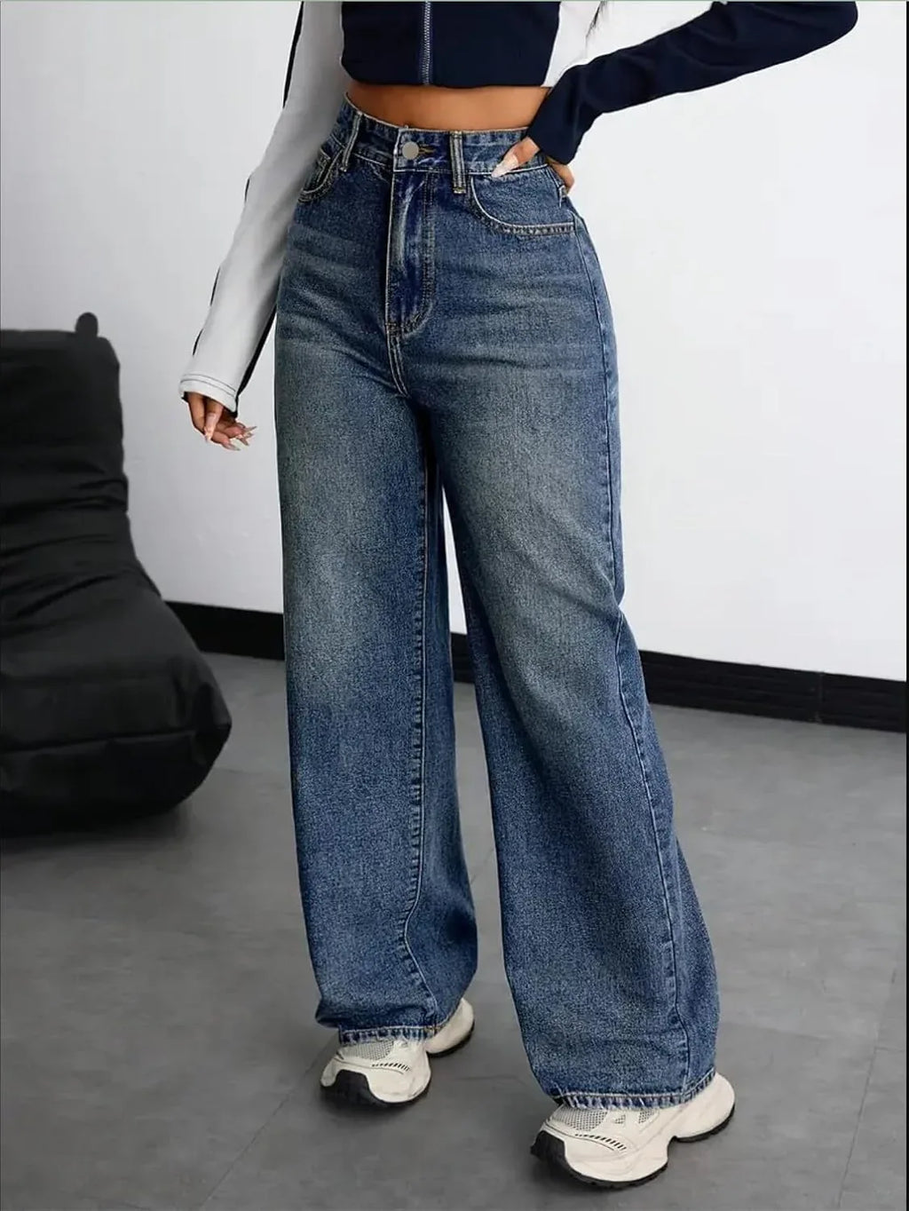 Women's Denim Stretchable High Waist Baggy Jeans for Women - BiG FACTORY 