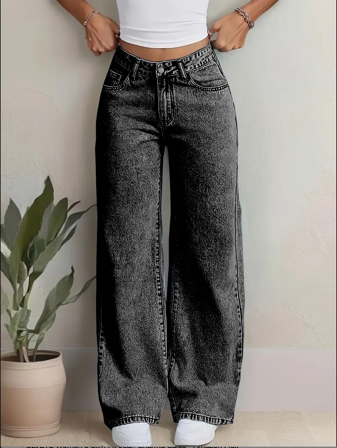 Stretchy High Waist Denim Jeans for Women | Light Wash with Back Pocket Bow Detail | Casual and Comfortable Fit