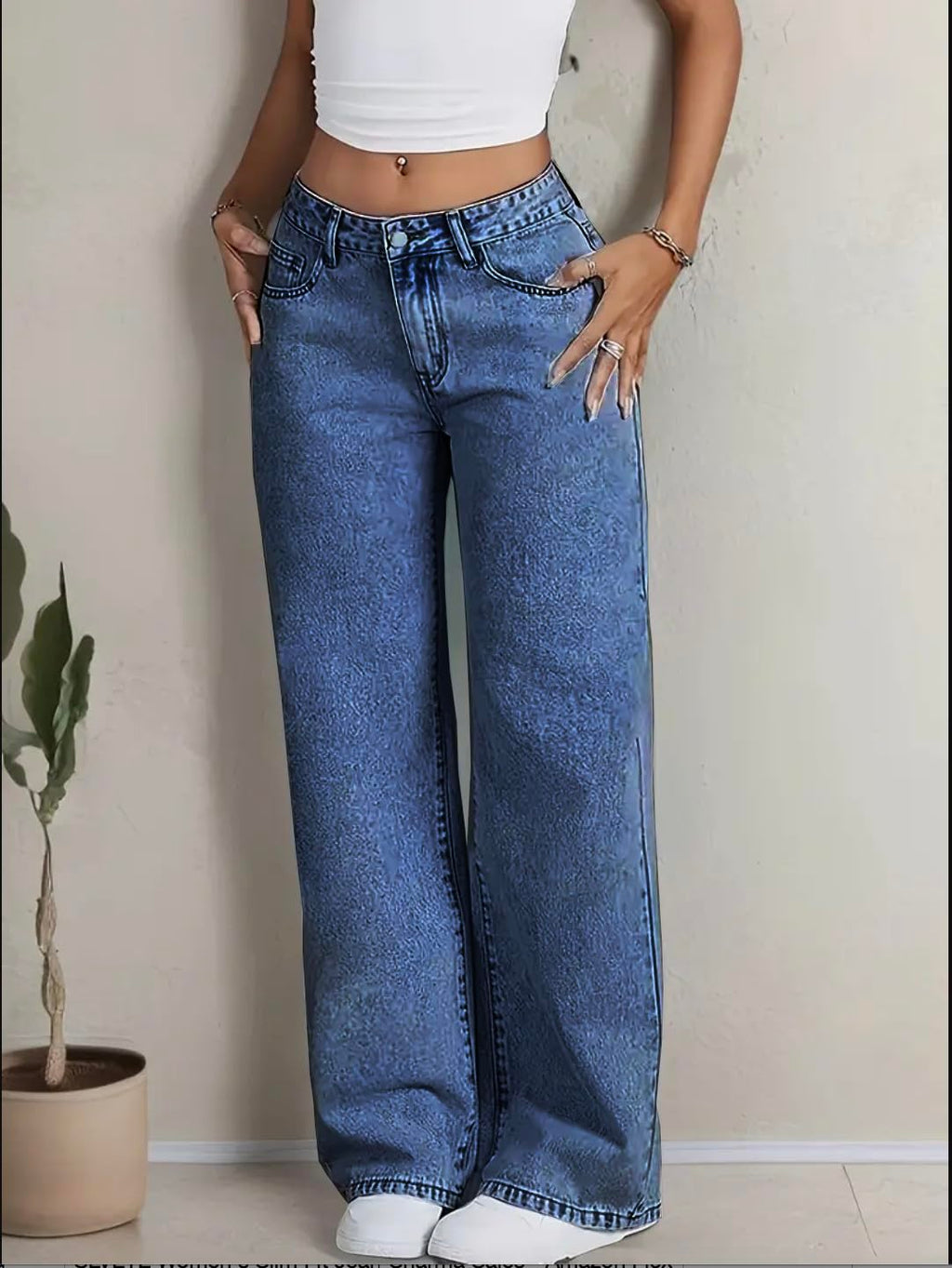 Stretchy High Waist Denim Jeans for Women | Light Wash with Back Pocket Bow Detail | Baggy Fit