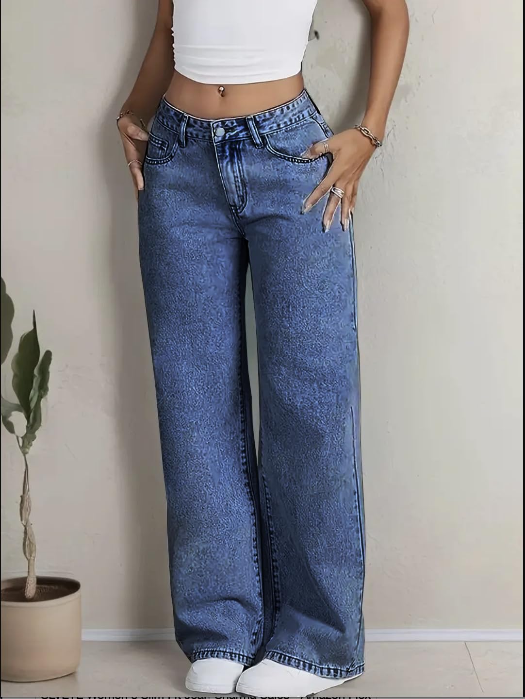 Stretchy High Waist Denim Jeans for Women | Light Wash with Back Pocket Bow Detail | Baggy Fit