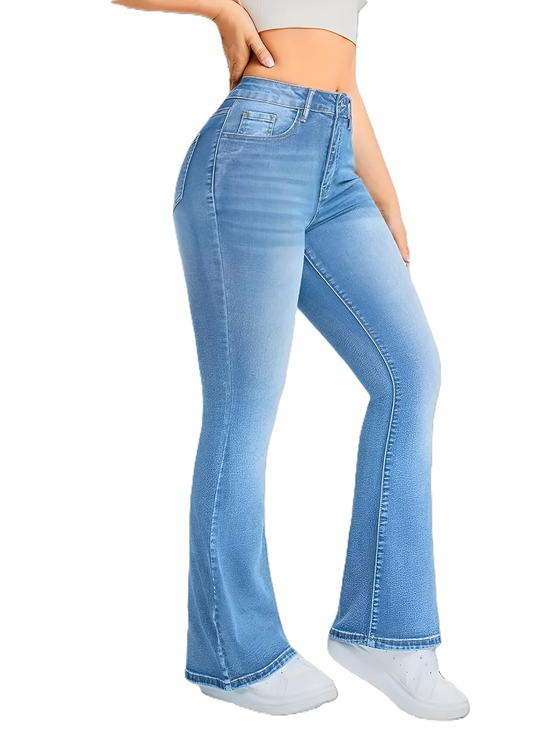 Women's Mid-Rise Bootcut Jeans: Bell-Bottom Style, Wide Leg, Comfort Fit