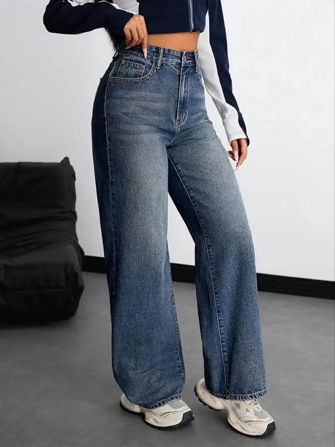 Women's Denim Stretchable High Waist Baggy Jeans for Women - BiG FACTORY 