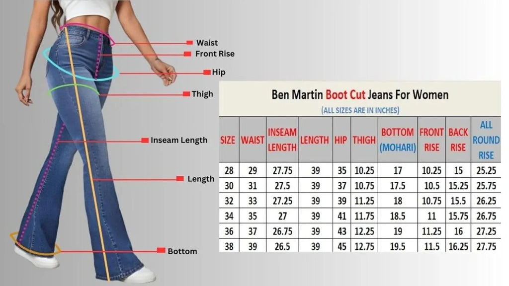 Women's High Waist Jeans: Flared Bell-Bottom Bootcut, Wide-Leg Stretch Denim. Travel, Party, Everyday Use. Sizes 26-40. - BiG FACTORY 