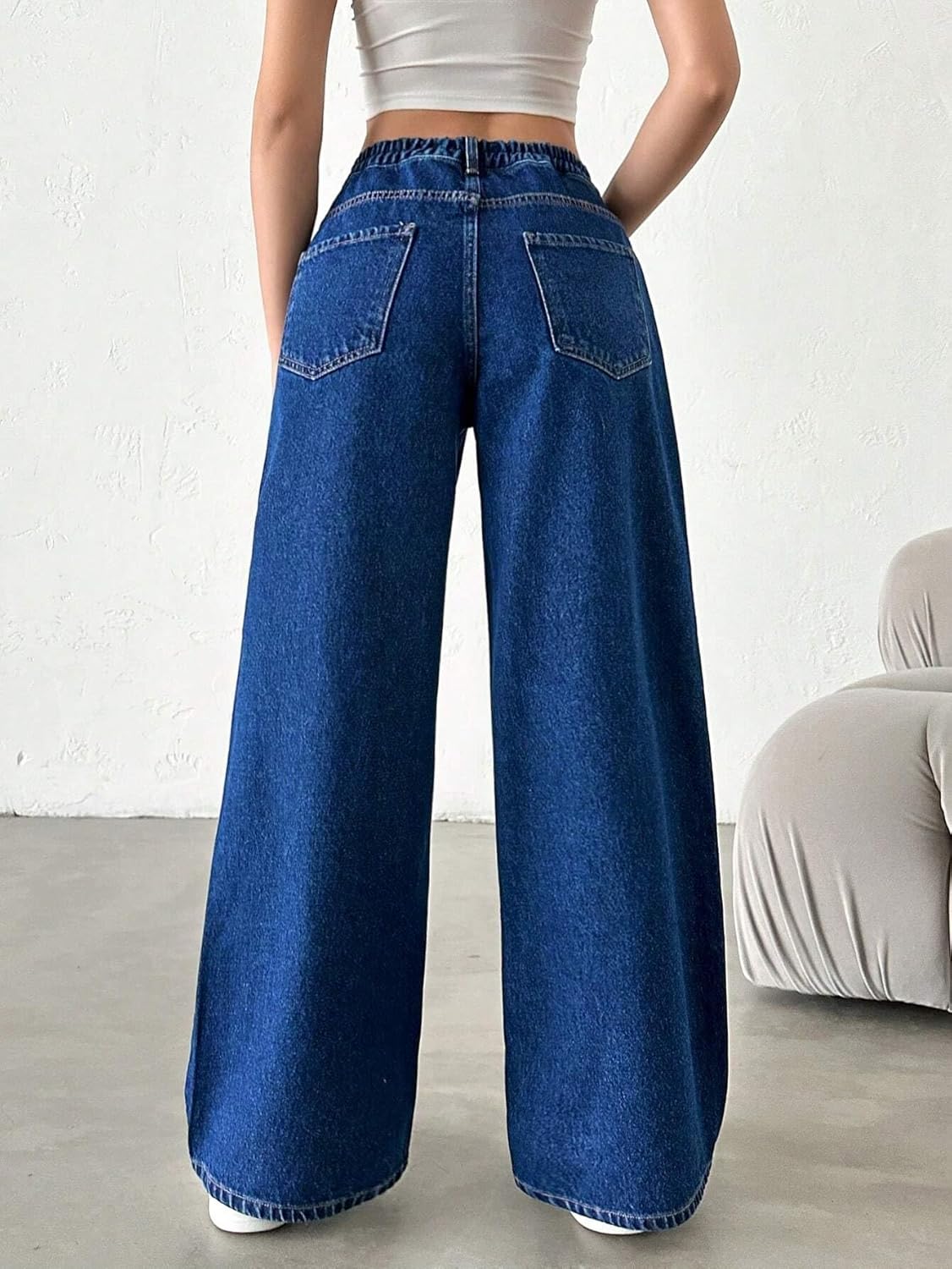 GRECIILOOKS High Waist Jeans for Women – Wide Leg Straight Fit Denim | Baggy Cargo Style Casual Pants for Girls & Daily College Wear