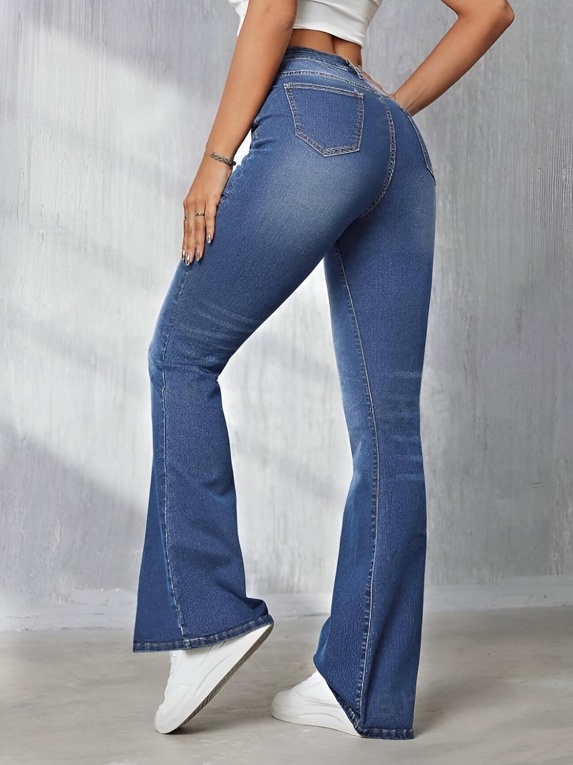 Ben Martin Women’s High Waist Jeans || Flared Bell Bottom Bootcut Pants || Wide Leg Stretch Denim – Perfect for Travel, Party & Everyday Use – Sizes 26–40 (2)