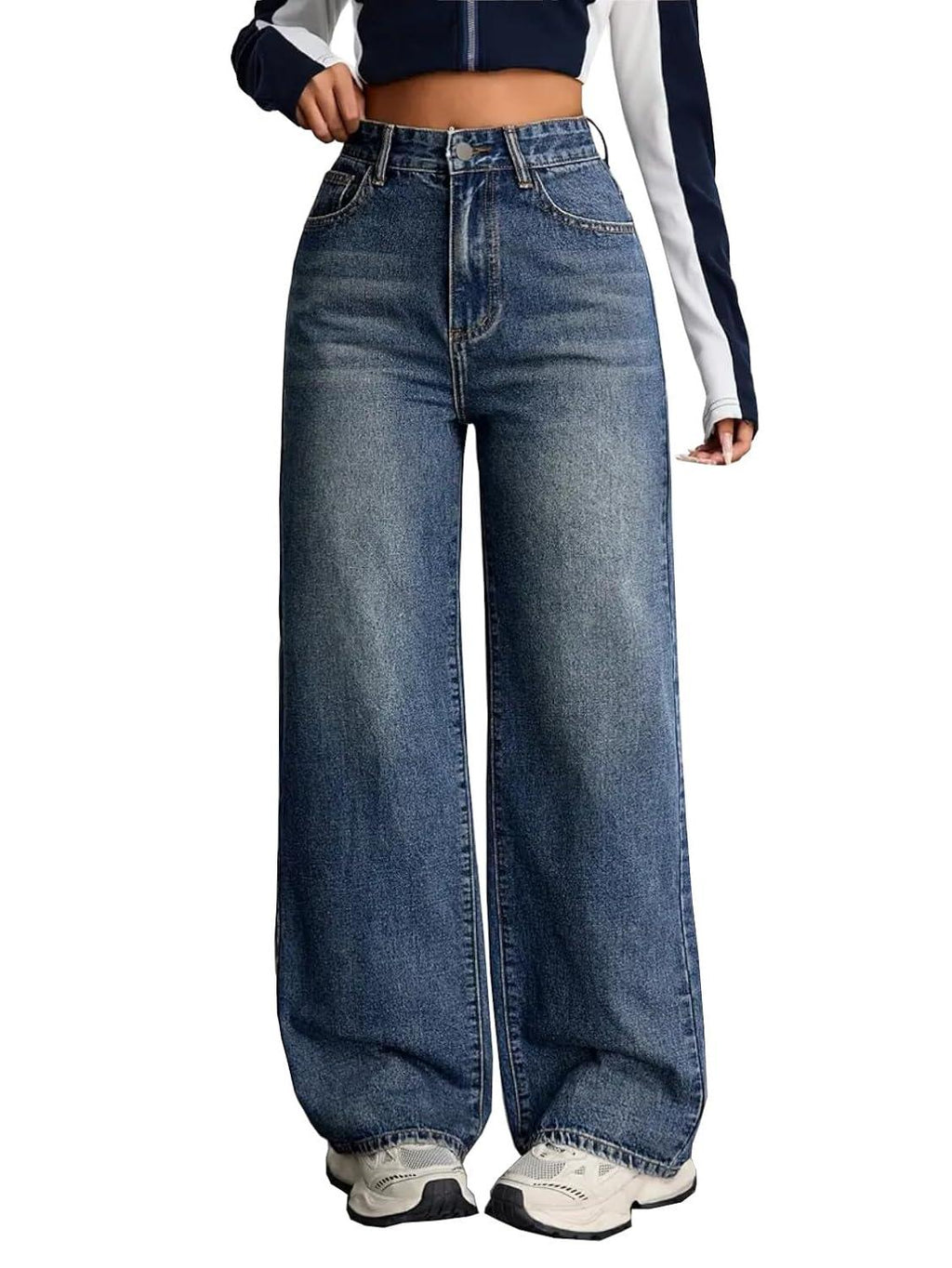 Women's Denim Stretchable High Waist Baggy Jeans for Women - BiG FACTORY 