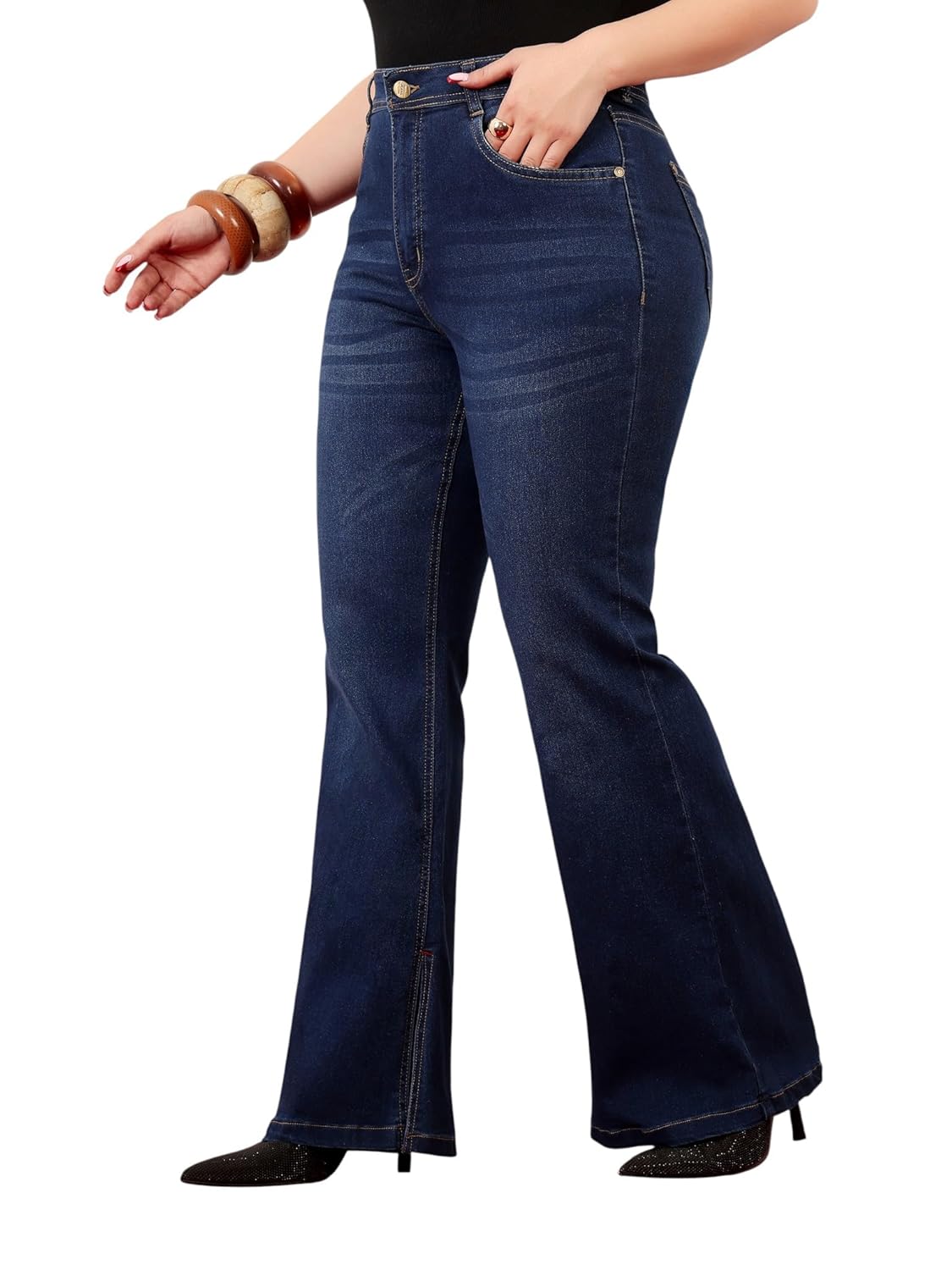 A+ High Rise Denim Bootcut Jeans for Women | Stretchy, Shaping, Regular Fit | Miss Chase