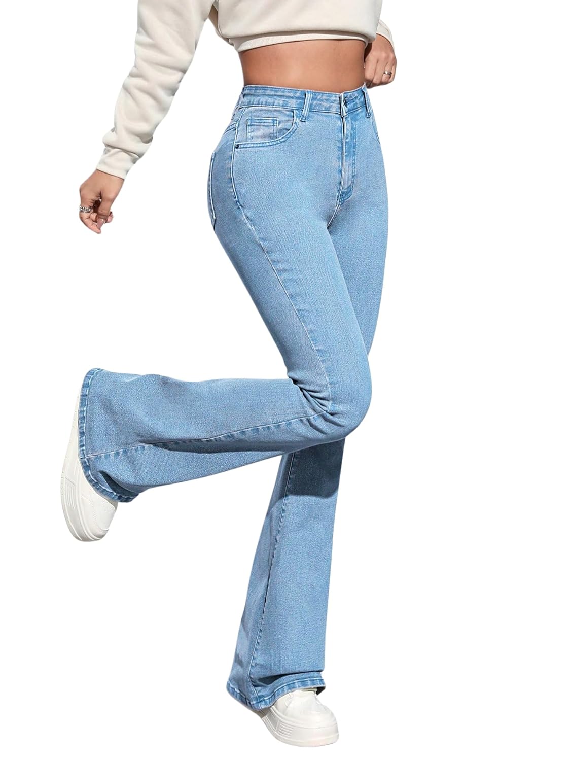 Aahwan Solid Low Waist Bootcut Denim Jeans for Women's & Girls'