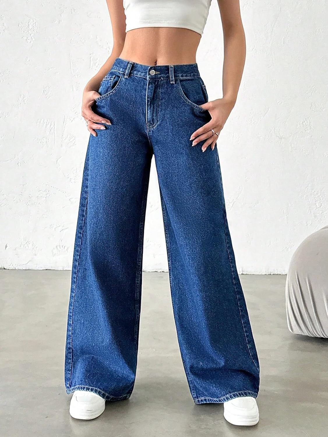 GRECIILOOKS High Waist Jeans for Women – Wide Leg Straight Fit Denim | Baggy Cargo Style Casual Pants for Girls & Daily College Wear