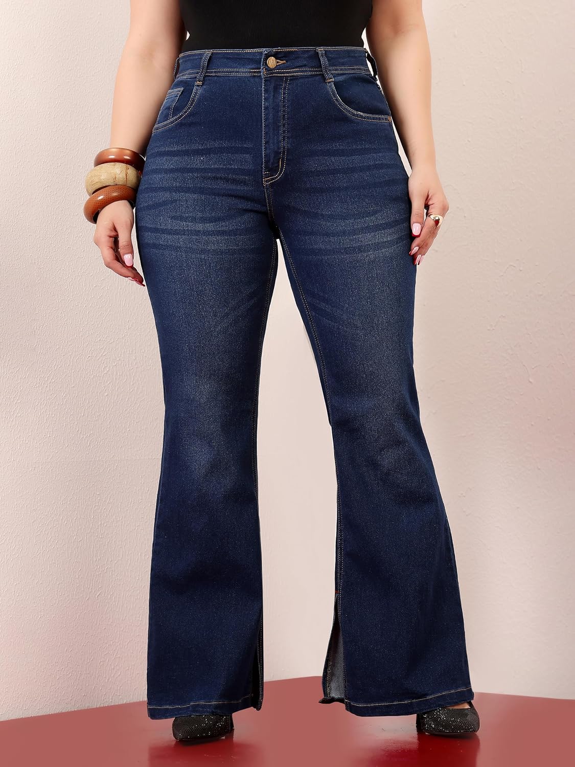A+ High Rise Denim Bootcut Jeans for Women | Stretchy, Shaping, Regular Fit | Miss Chase