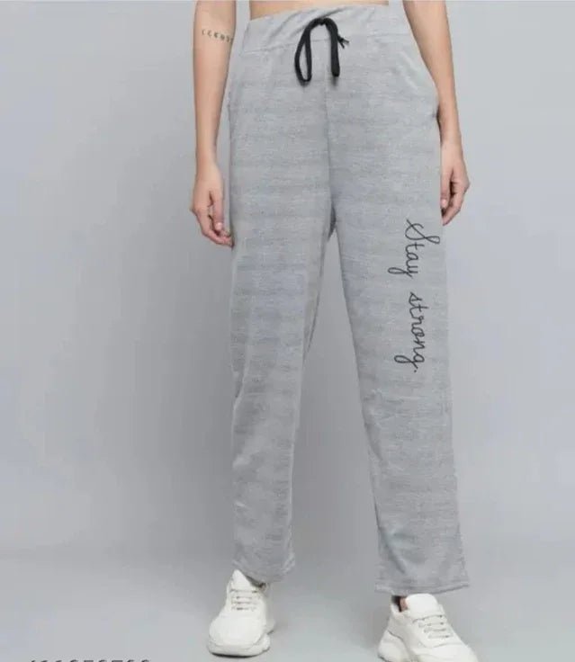 Cotton Blend Straight Fit Trouser for Women (Grey, M) - BiG FACTORY 